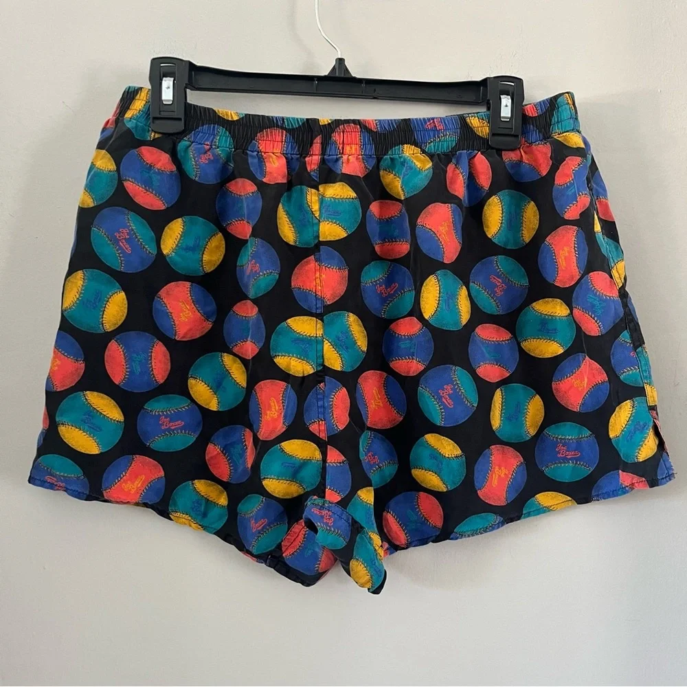 vintage Joe Boxer silk‎ boxers colorful large baseballs
